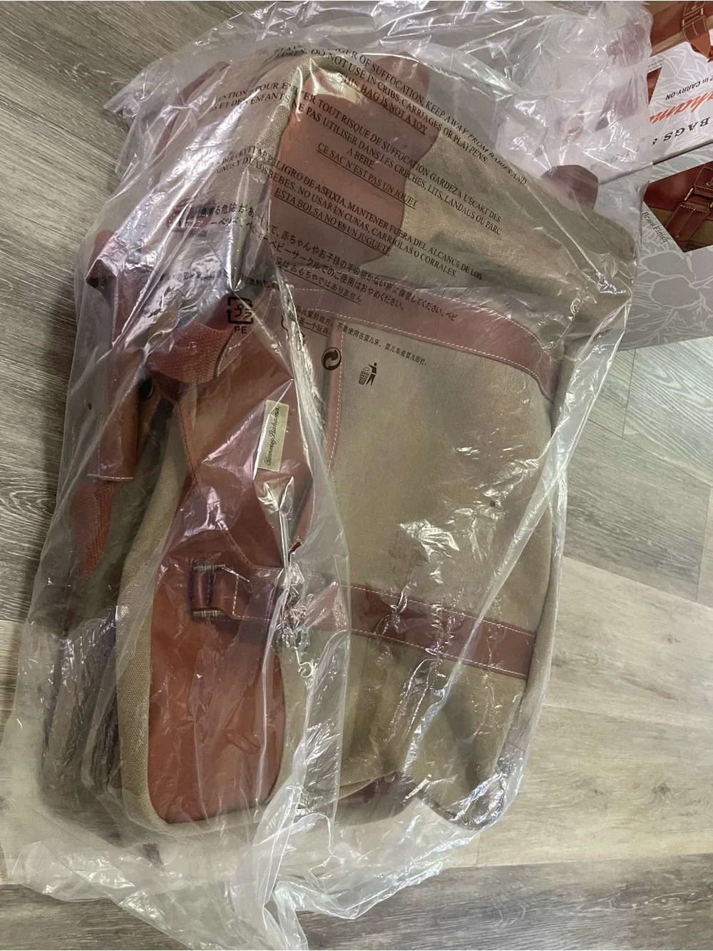 Tommy Bahama Tan and Brown Canvas Leather Travel Tote, Great for travel